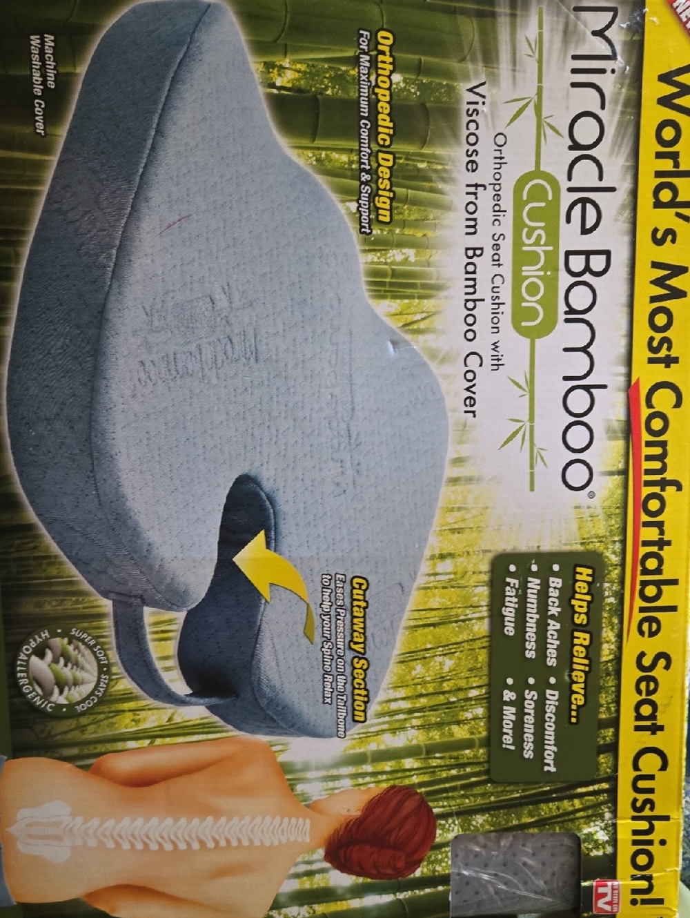 NWT As Seen On TV Miracle Viscose Bamboo  Orthopedic Seat Cushion